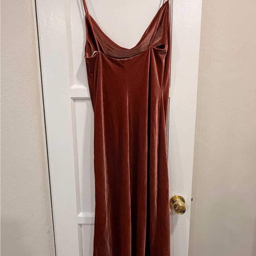 Jenny Yoo BHLDN Cowl Slip Midi Dress in Rust - Picture 4 of 7